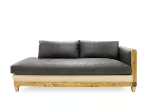 BAMBOU LONG ESSENCE - Leather day bed with jute inserts on the back _ Crearte Collections